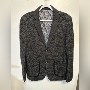 Barabas Black Heathered Knit 2-Button Front 2-Pocket Blazer Sportcoat Medium